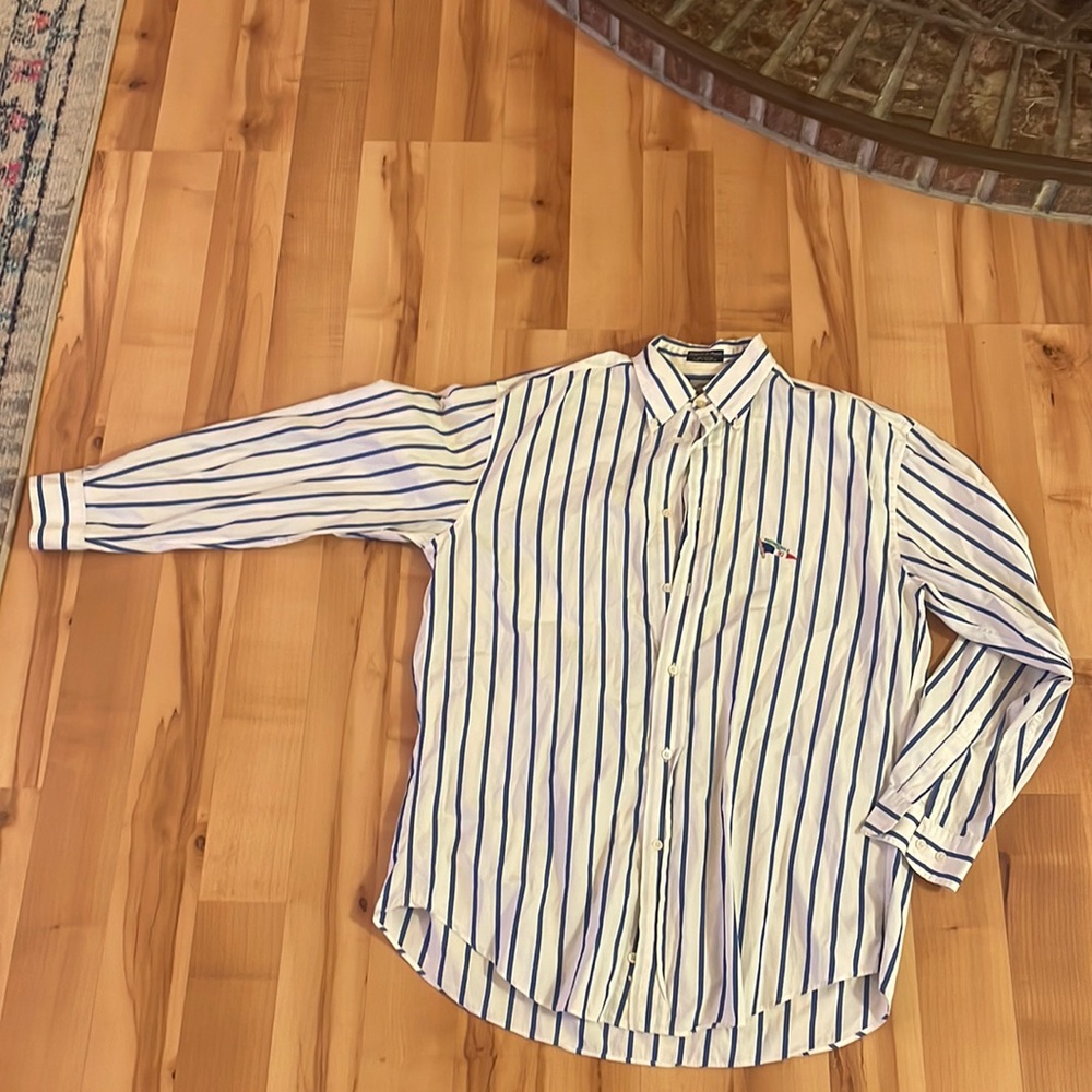 Faconnable blue & white stripe men’s shirt. Size medium